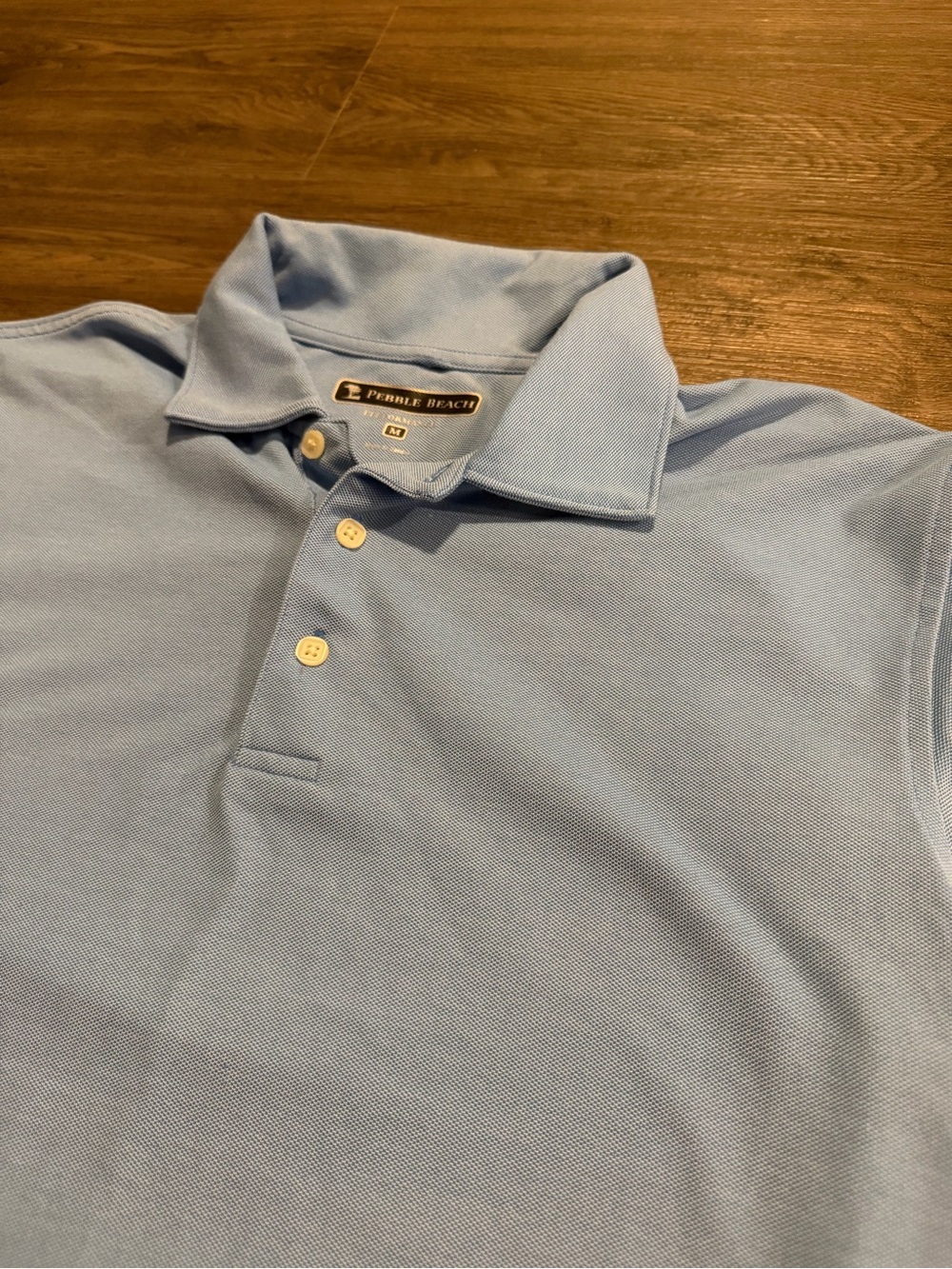 Pebble Beach Performance Polo Shirt Mens Medium Blue Golf Short Sleeve Solid